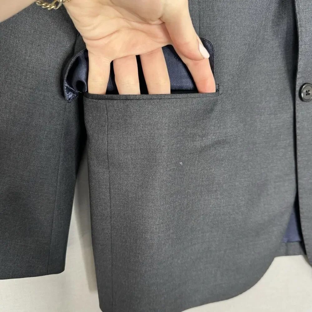 Hickey Freeman Beacon Blazer Mens 40R Gray Worsted Wool Sport Coat Jacket Career